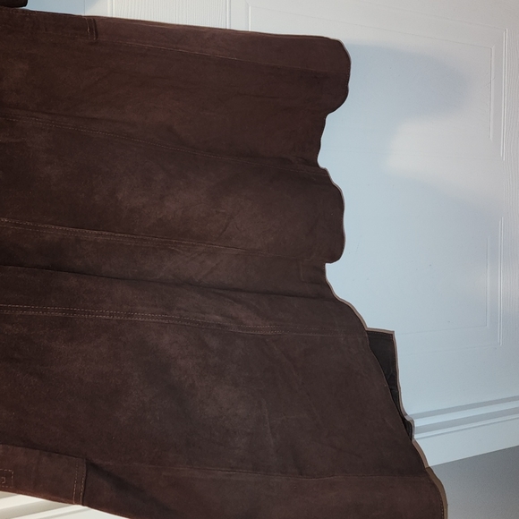 Brown Danier Suede Leather Trench Coat Jacket - Picture 6 of 12